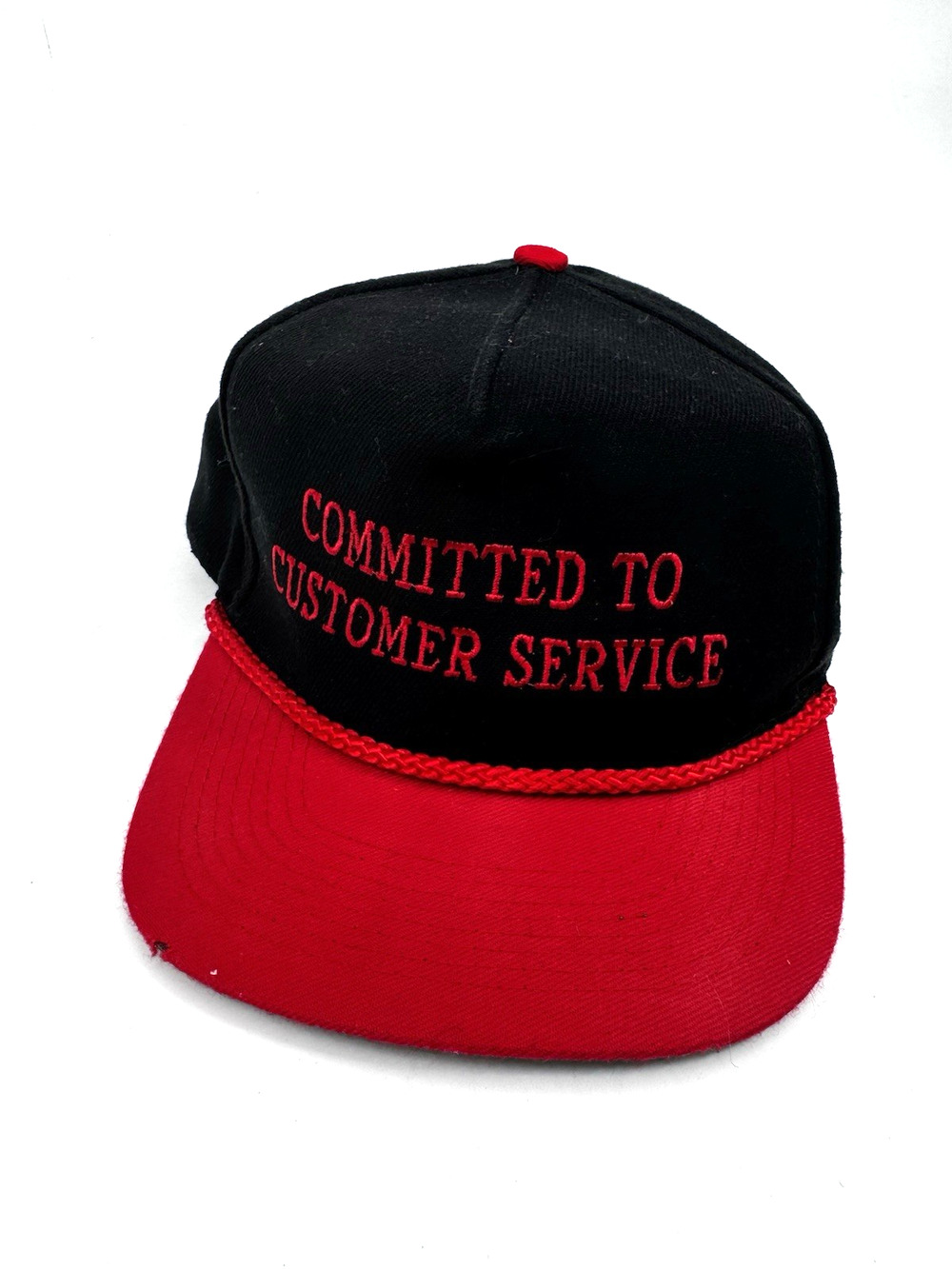 Committed To Customer Service Otto Hat Trucker Hat Vintage Black Red Bill